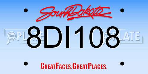 8DI108 South Dakota License Plate