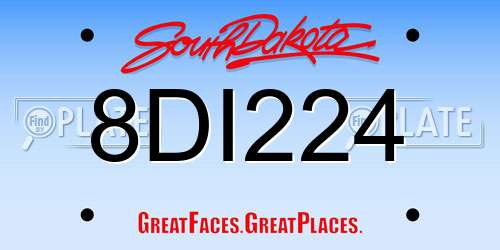 8DI224 South Dakota License Plate