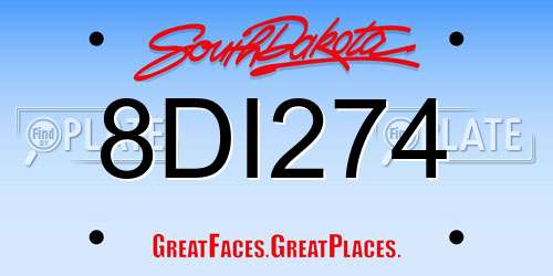 8DI274 South Dakota License Plate