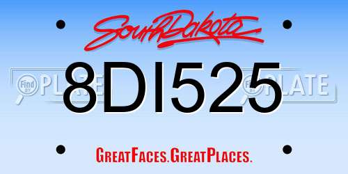 8DI525 South Dakota License Plate