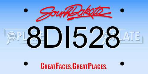 8DI528 South Dakota License Plate