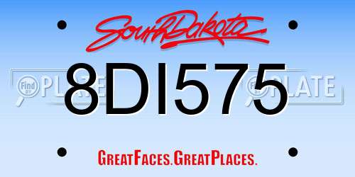 8DI575 South Dakota License Plate