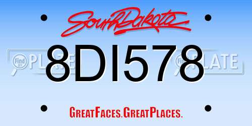 8DI578 South Dakota License Plate