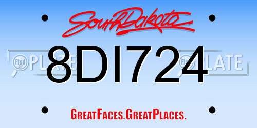 8DI724 South Dakota License Plate