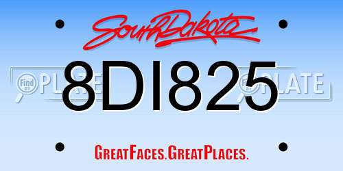 8DI825 South Dakota License Plate