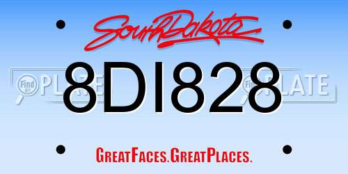 8DI828 South Dakota License Plate