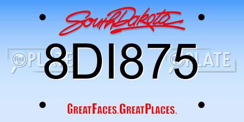 8DI875 South Dakota License Plate