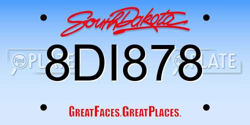 8DI878 South Dakota License Plate