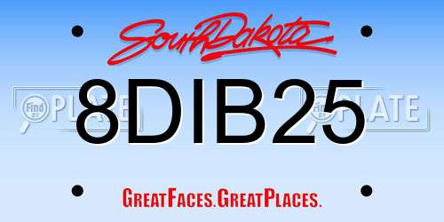 8DIB25 South Dakota License Plate