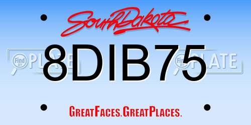 8DIB75 South Dakota License Plate