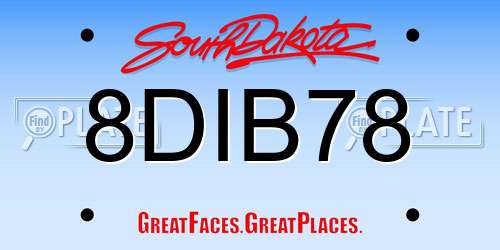 8DIB78 South Dakota License Plate