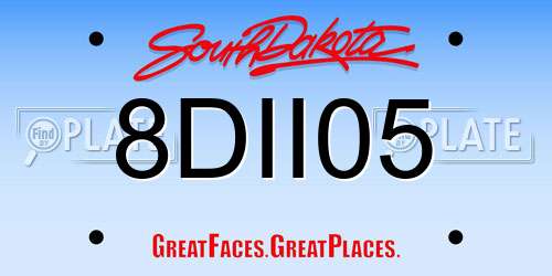 8DII05 South Dakota License Plate