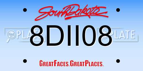 8DII08 South Dakota License Plate