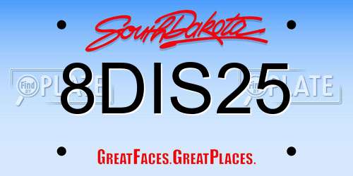 8DIS25 South Dakota License Plate