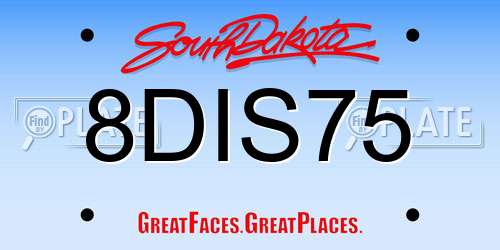 8DIS75 South Dakota License Plate