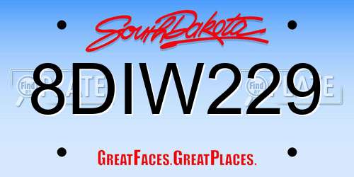 8DIW229 South Dakota License Plate