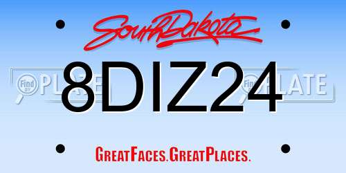 8DIZ24 South Dakota License Plate