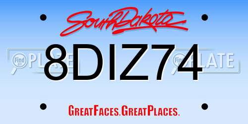 8DIZ74 South Dakota License Plate