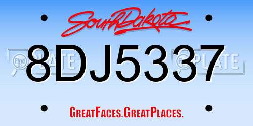 8DJ5337 South Dakota License Plate