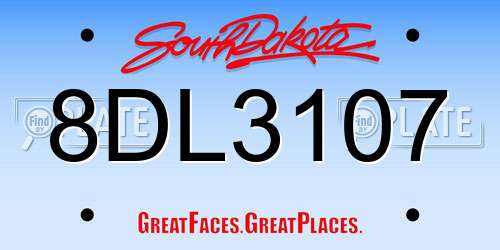 8DL3107 South Dakota License Plate