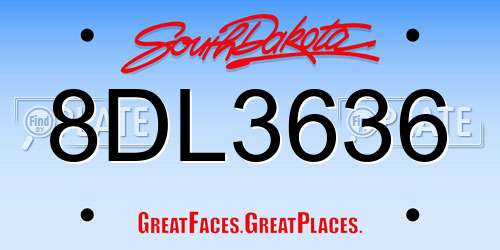 8DL3636 South Dakota License Plate
