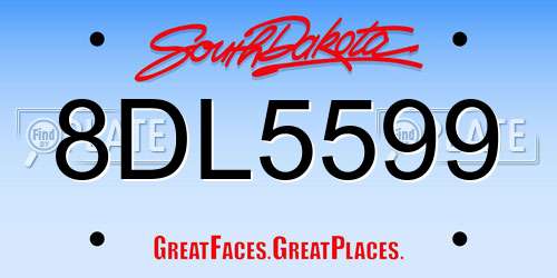 8DL5599 South Dakota License Plate