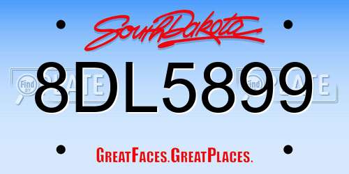 8DL5899 South Dakota License Plate
