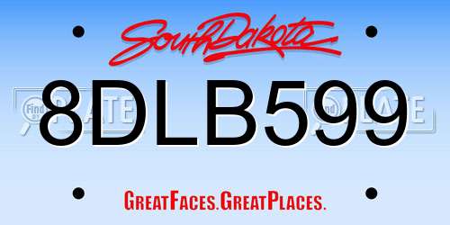 8DLB599 South Dakota License Plate