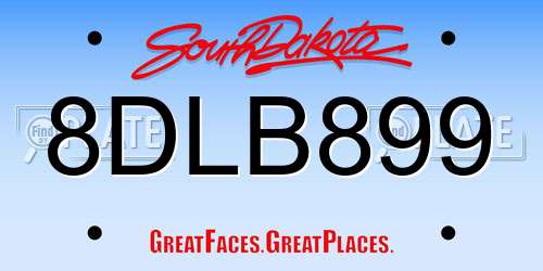 8DLB899 South Dakota License Plate