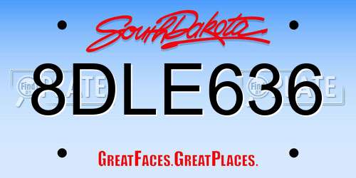 8DLE636 South Dakota License Plate
