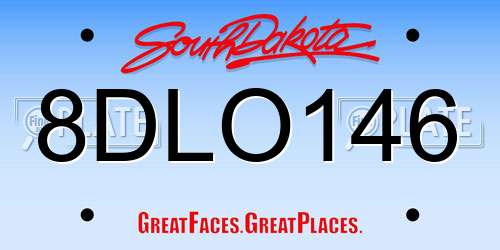 8DLO146 South Dakota License Plate