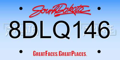 8DLQ146 South Dakota License Plate