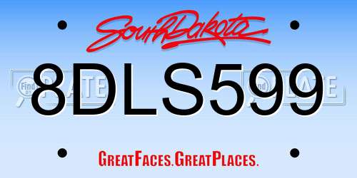 8DLS599 South Dakota License Plate
