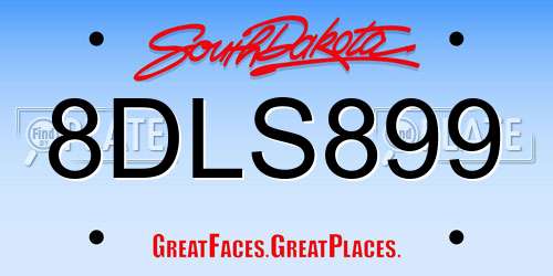8DLS899 South Dakota License Plate