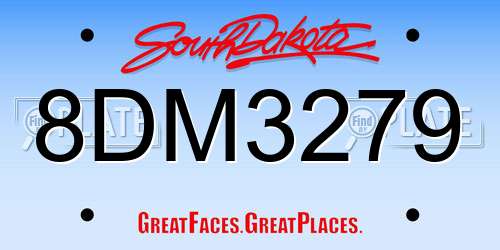 8DM3279 South Dakota License Plate