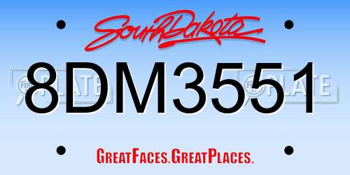 8DM3551 South Dakota License Plate