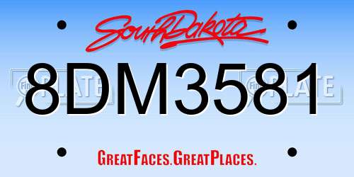 8DM3581 South Dakota License Plate