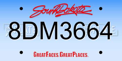 8DM3664 South Dakota License Plate