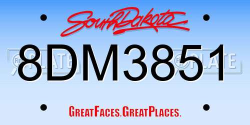 8DM3851 South Dakota License Plate