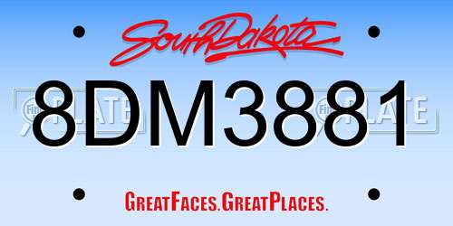 8DM3881 South Dakota License Plate