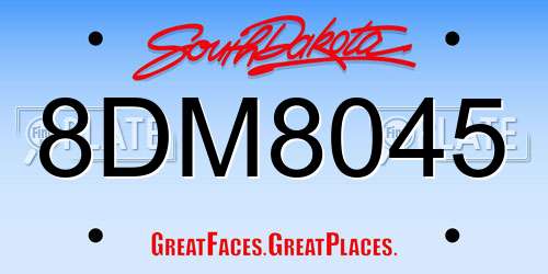 8DM8045 South Dakota License Plate