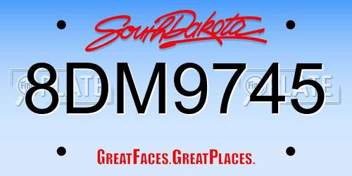 8DM9745 South Dakota License Plate
