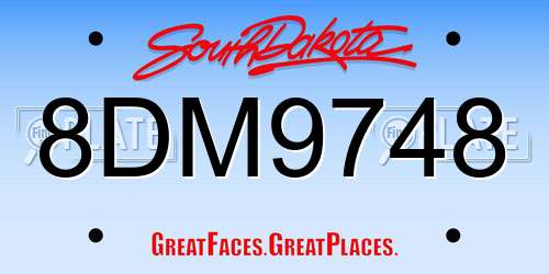 8DM9748 South Dakota License Plate