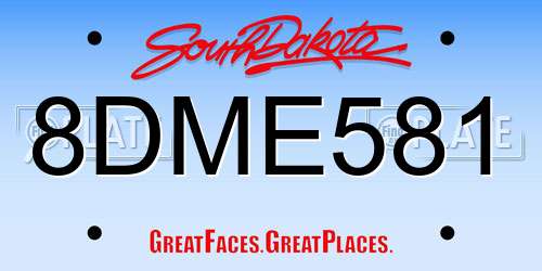 8DME581 South Dakota License Plate