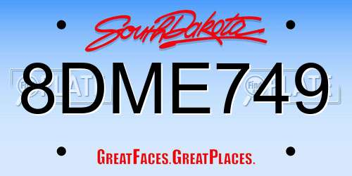 8DME749 South Dakota License Plate