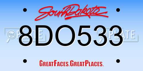 8DO533 South Dakota License Plate