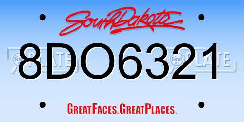 8DO6321 South Dakota License Plate