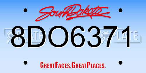 8DO6371 South Dakota License Plate