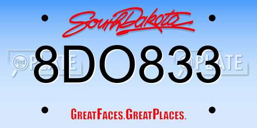 8DO833 South Dakota License Plate
