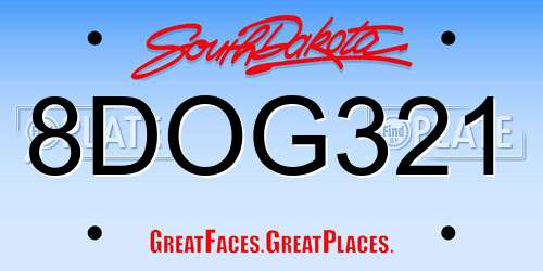8DOG321 South Dakota License Plate